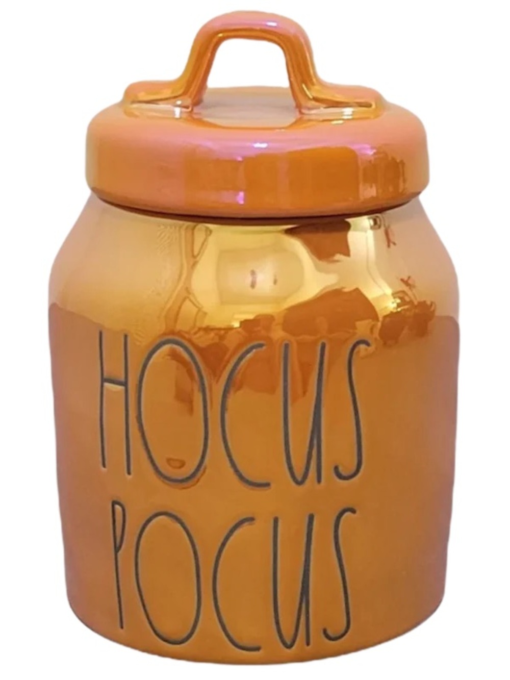 Rae Dunn Orange HOCUS POCUS Ceramic Jar with Lid